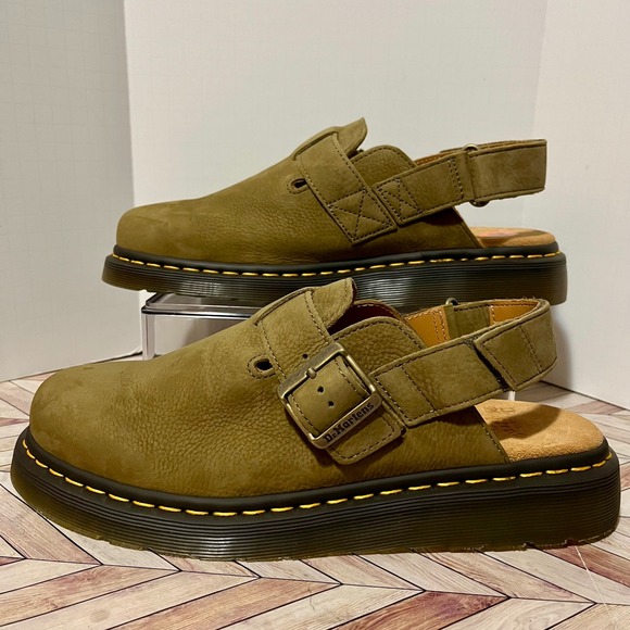 Dr. Martens Other - Dr Martens Jorge II Tumbled Nubuck Muted Olive Leather M 10 W 11 Slingback Mules